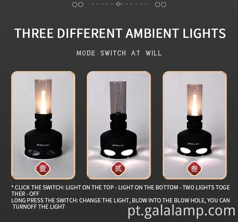 Lâmpada de querosene LED sem chama de USB moderna para decoração interna